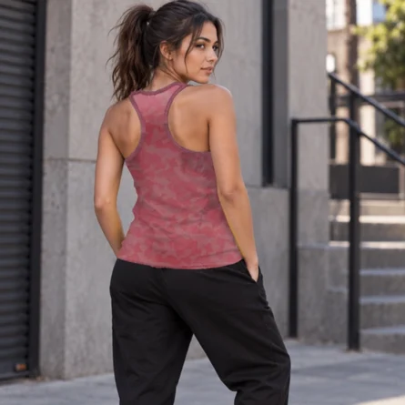 Custom Pink  Camo Mesh Tank Top - Image 2