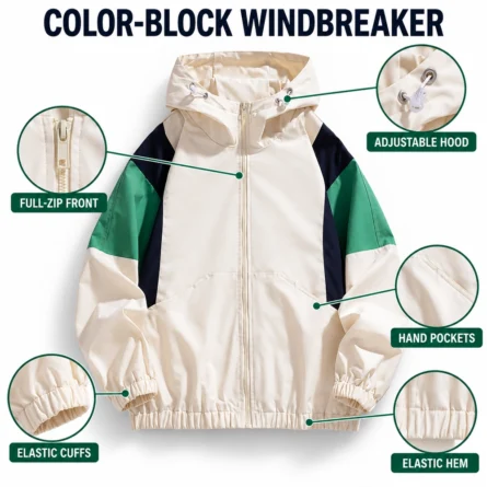 Custom color-block windbreaker jacket - Image 3