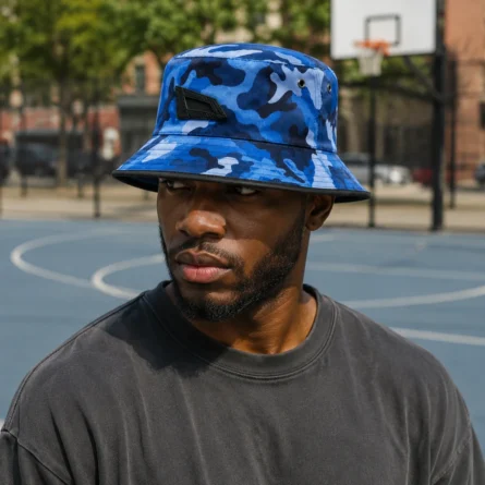 Custom Blue Camouflage Bucket Hat - Image 4