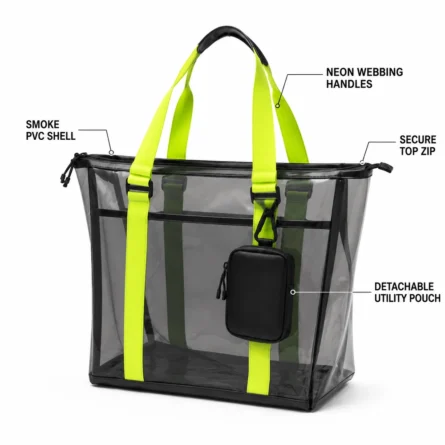 Clear Utility Tote Bag With Straps - Image 2