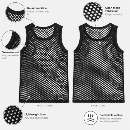 Custom Black Mesh Tank Top/Singlet - Image 4