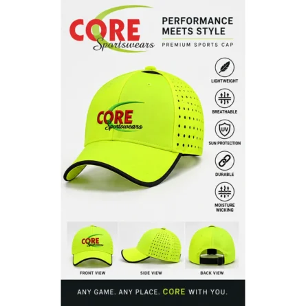 Custom Neon Yellow Performance Sports Cap - Image 3