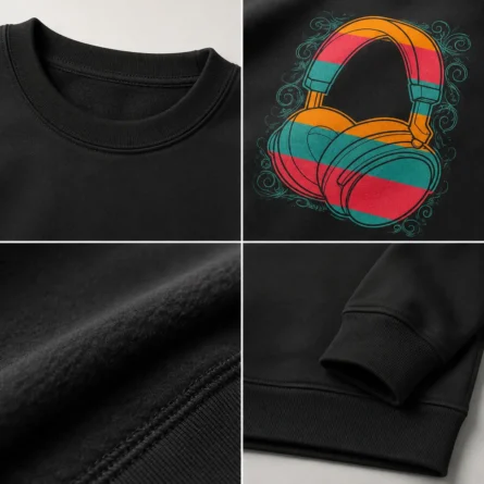 Custom Beat Headphones Graphic Sweatshirt - Image 2