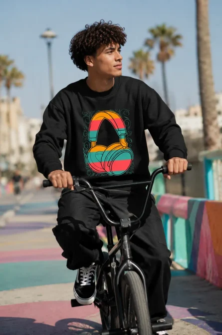 Custom Beat Headphones Graphic Sweatshirt - Image 4