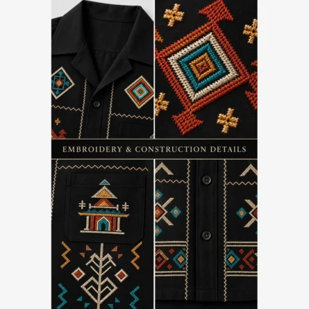 Custom Embroidered Camp-Collar Premium Shirt - Image 3