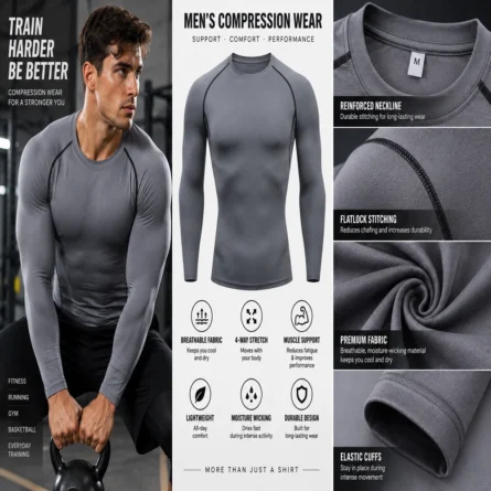 CustomCharcoal Gray Compression Shirt - Image 2