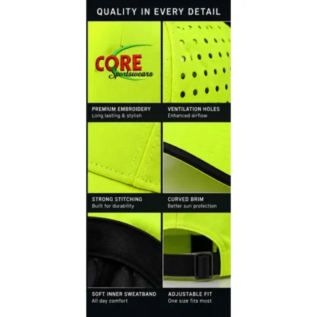 Custom Neon Yellow Performance Sports Cap - Image 2