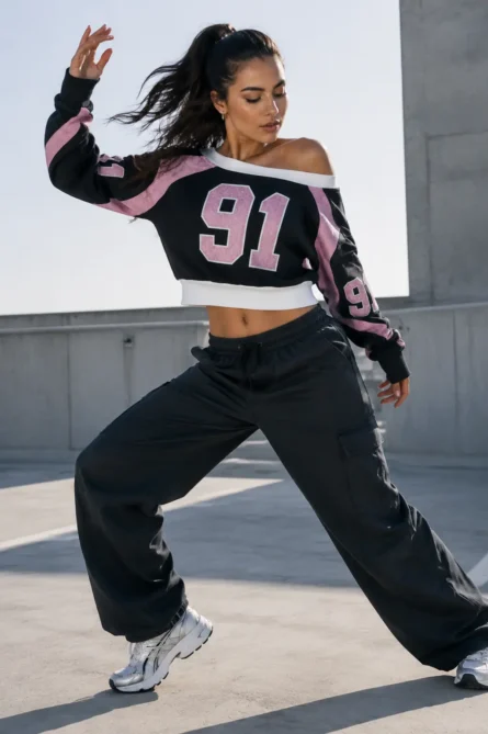 Custom Off-Shoulder Crop Sweatshirt - Image 3