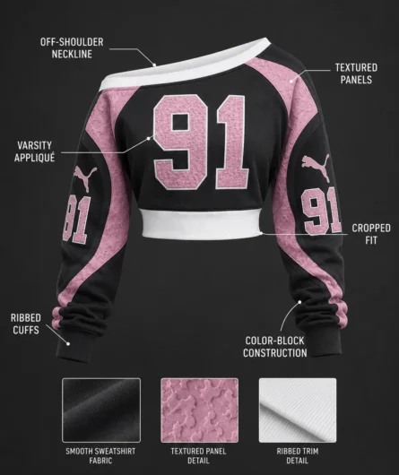Custom Off-Shoulder Crop Sweatshirt - Image 2