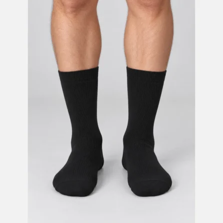 Custom Classic Black Ribbed Crew Socks - Image 4