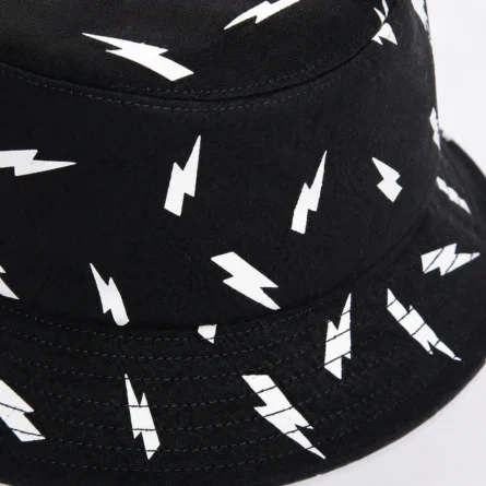 Custom Bolt Black Graphic Bucket Hat - Image 2