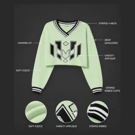 Custom Cropped V-Neck Sweatshirt - Image 6