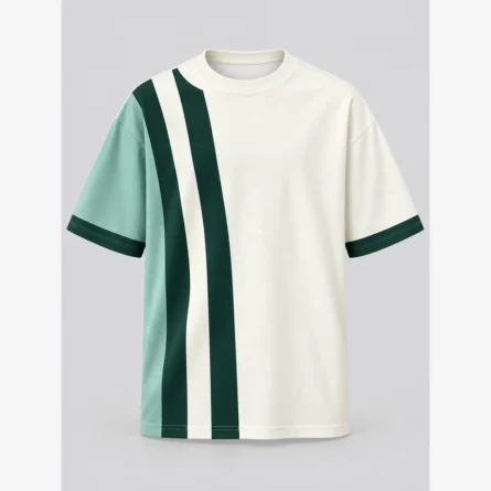 Custom Premium Green Panel Streetwear T-Shirt - Image 1