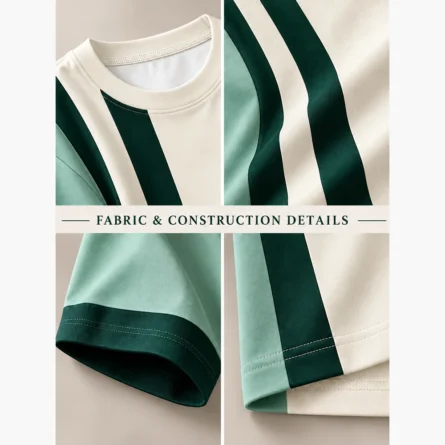 Custom Premium Green Panel Streetwear T-Shirt - Image 3