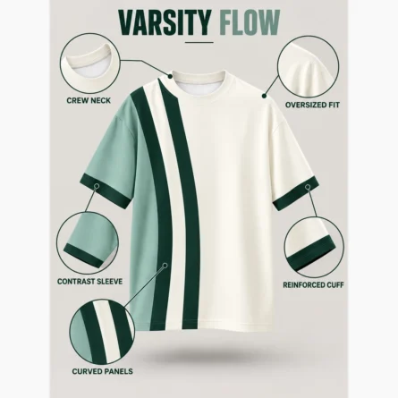 Custom Premium Green Panel Streetwear T-Shirt - Image 4