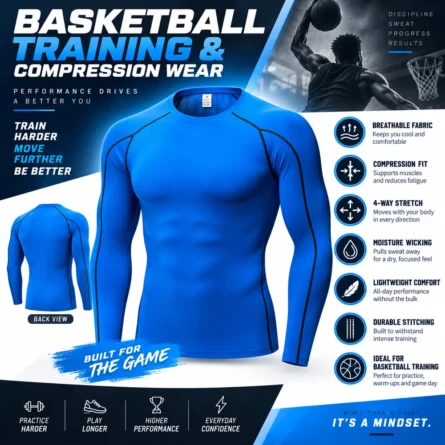 Custom Royal Blue Long Sleeve Compression Shirt - Image 4