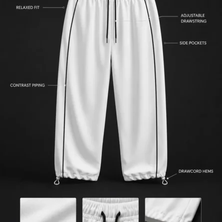 Custom-Piping Baggy Sweatpants - Image 4