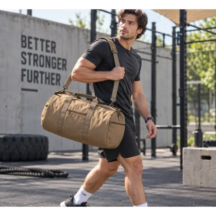 Custom Tan Canvas Duffel Bag - Image 3