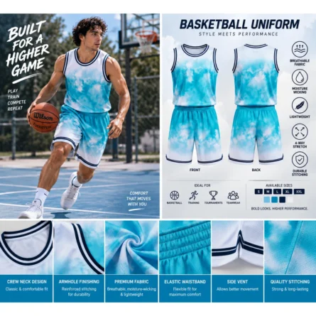 Custom Cloud Print Basketball Uniform Set - Image 3