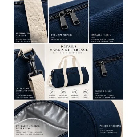 Custom Blue Canvas-Style Duffel Bag - Image 5