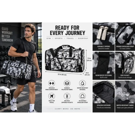 Custom Camo Duffel Bag Multi-Pocket - Image 4