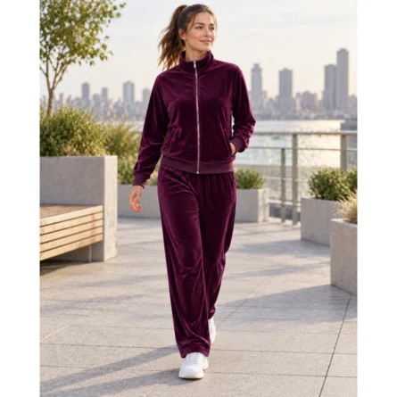 Custom Deep Plum Velour Tracksuit - Image 4