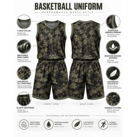 Custom Camo Basketball Uniform Set - Image 2
