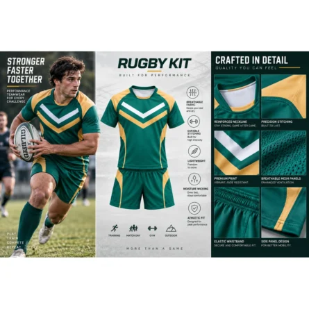 Custom Green & Gold Chevron Rugby Kit - Image 2