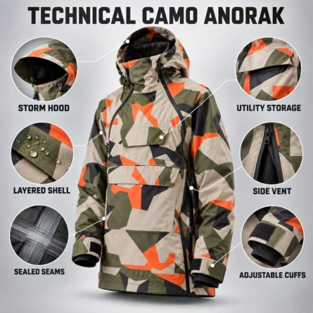 Custom Geometric Camo Snowboard Hoodie - Image 3