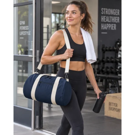 Custom Blue Canvas-Style Duffel Bag - Image 3