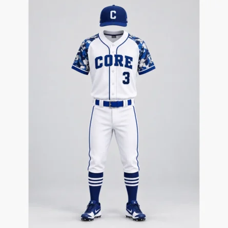 Custom Blue Camo Baseball Uniform Set - Image 1