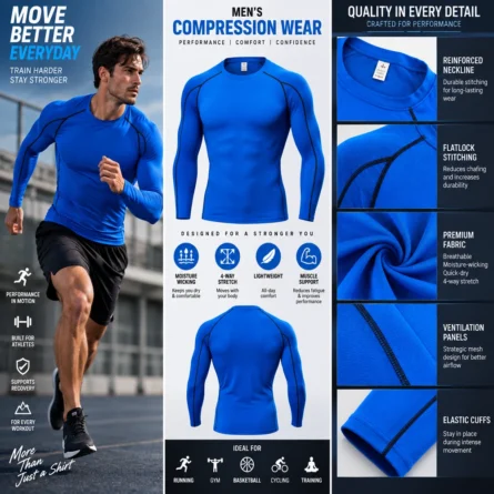 Custom Royal Blue Long Sleeve Compression Shirt - Image 2