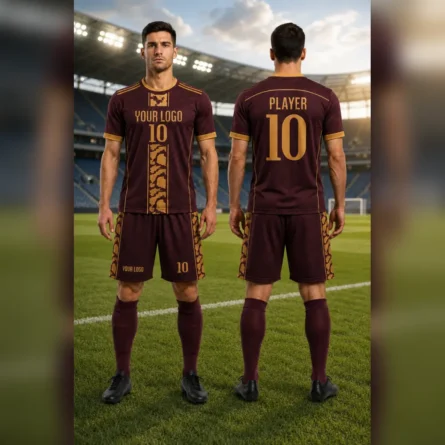 Custom Maroon & Gold Soccer Uniform - Image 3