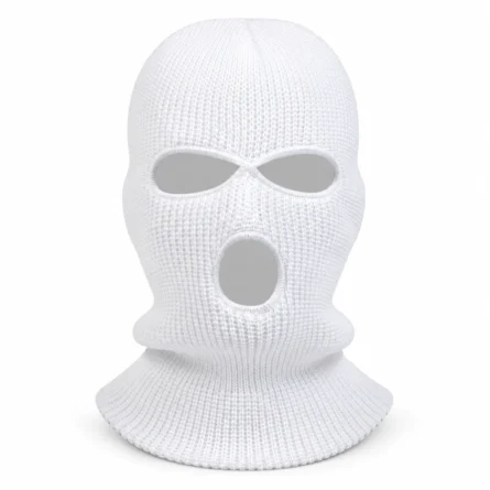 Custom White 3-Hole Knitted Balaclava