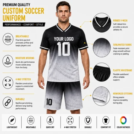 Custom Black & White Soccer Uniform - Image 5