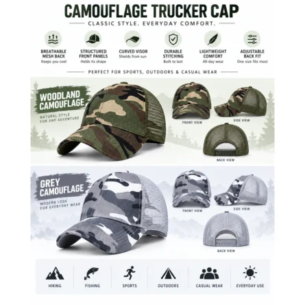 Custom Camouflage Mesh Trucker Cap - Image 2
