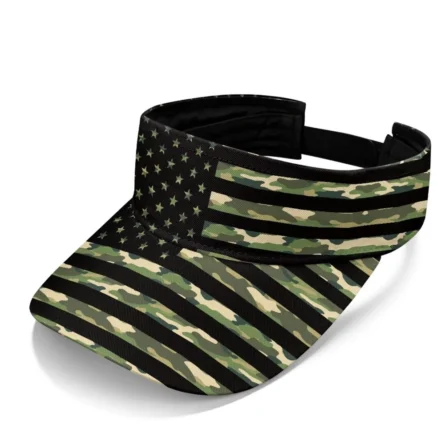Custom Camo American Flag Sports Visor - Image 1