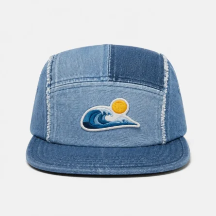 Custom Wave Blue Denim 5-Panel Fashion Cap