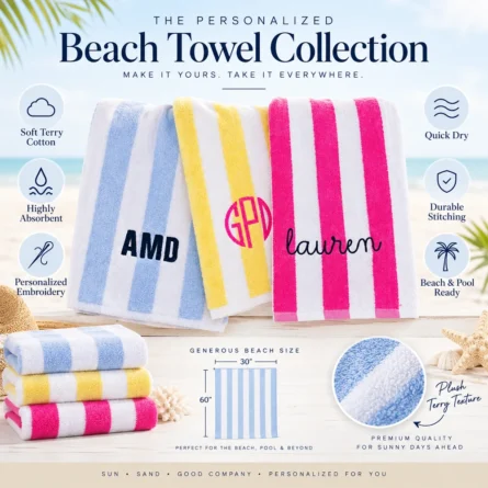 Custom Personalized Striped Towel - Image 2