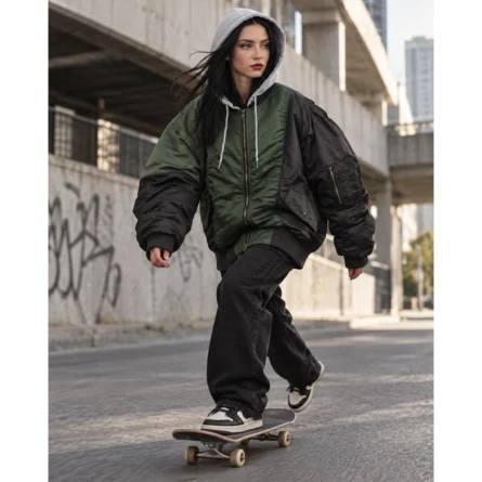 Custom Oversized Streetwear Bomber Jacket - Image 2