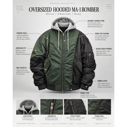 Custom Oversized Streetwear Bomber Jacket - Image 3