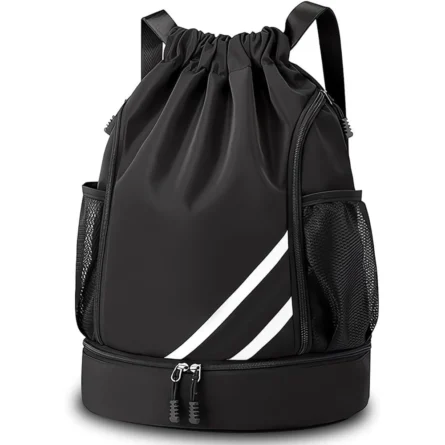 Custom Black Backpack Mesh Side Pockets