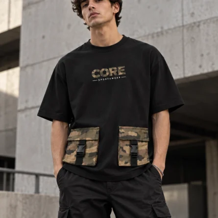 Oversized Camouflage Pockets Streetwear Tee - Image 4