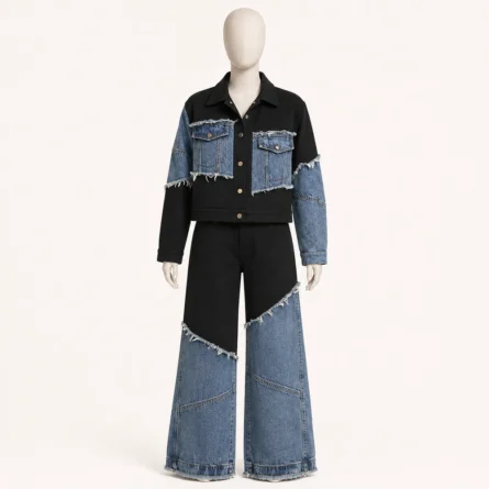 Custom Women Denim Streetwear Tracksuit