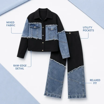 Custom Women Denim Streetwear Tracksuit - Image 4