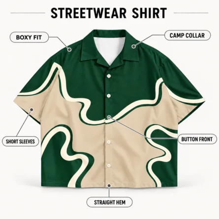 Custom Abstract Camp-Collar Shirt Streetwear - Image 4