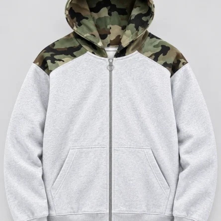 Custom Camo Panel Streetwear Hoodie - Image 2