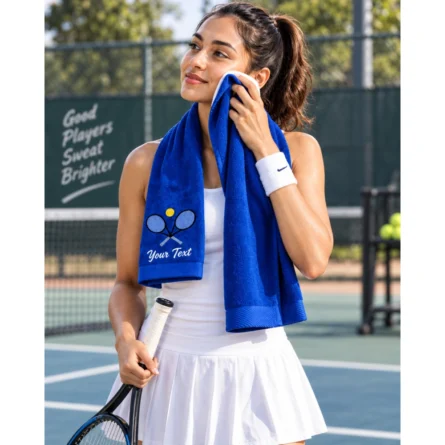 Custom Embroidered Blue Tennis Towel