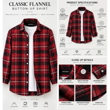 Custom Flannel Check Pattern Shirt - Image 3