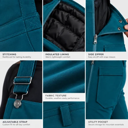 Custom Teal Drop-Seat Snow Bib - Image 2